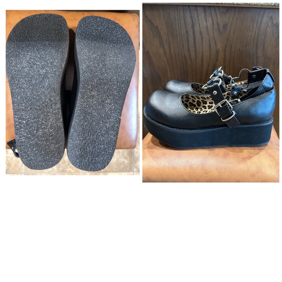 Demonia Black Dress Shoes with Chunky Sole - Picture 2 of 5